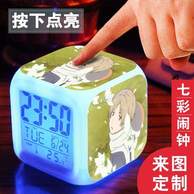 Đồng hồ báo thức để bàn in hình NATSUME YUUJINCHOU HỮU NHÂN SỔ chibi anime LED đổi màu tiện lợi xinh xắn