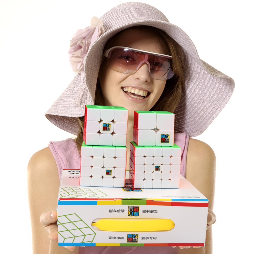Combo 4 Rubik Moyu Meilong Stickerless Cao Cấp 2x2, 3x3, 4x4, 5x5 - Rubik Quay Trơn Mượt Bẻ Góc Tốt