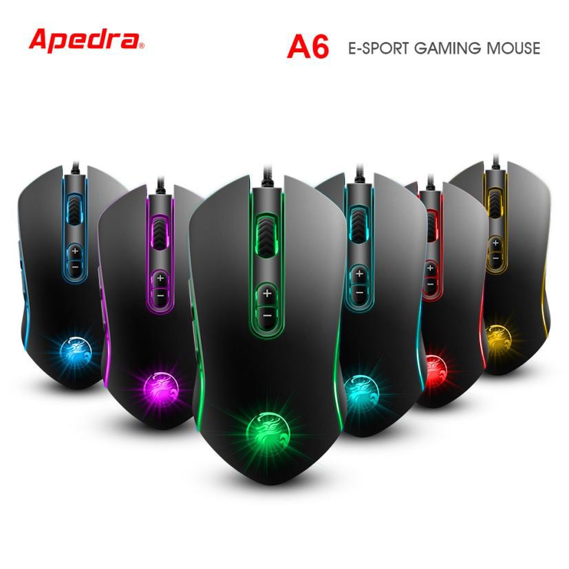 Chuột Game Có Dây E-Sport Apedra A6 3200 Dpi 7 Nút Led RGB Đổi Màu - VL