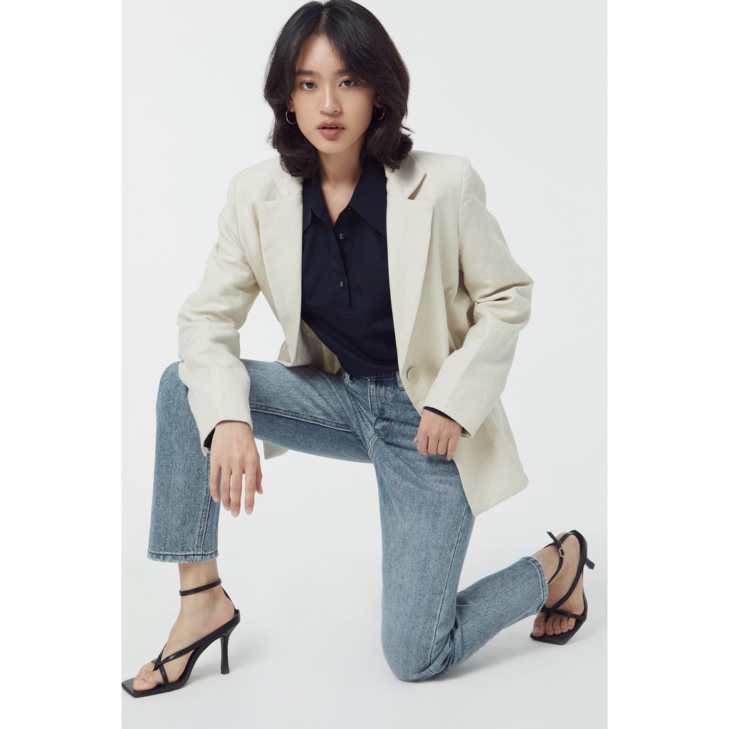 TheBlueTshirt - Instant Chic Linen Blazer Beige - Áo Khoác Linen Màu Kem | BigBuy360 - bigbuy360.vn