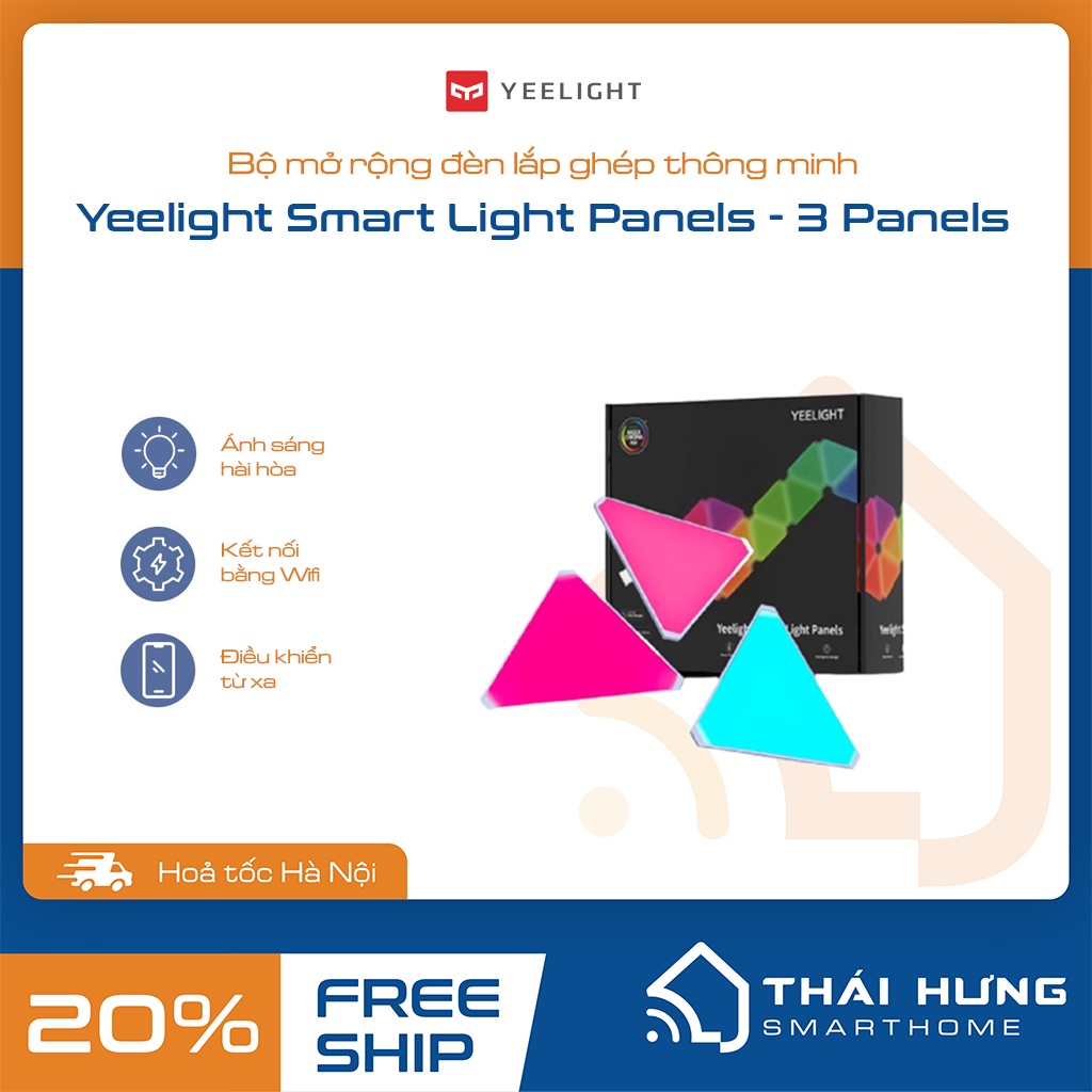 [Hỏa tốc HN] Đèn lắp ghép cao cấp thông minh - Yeelight Led Panels, Combo 6-9 tấm tam giác 16 triệu màu