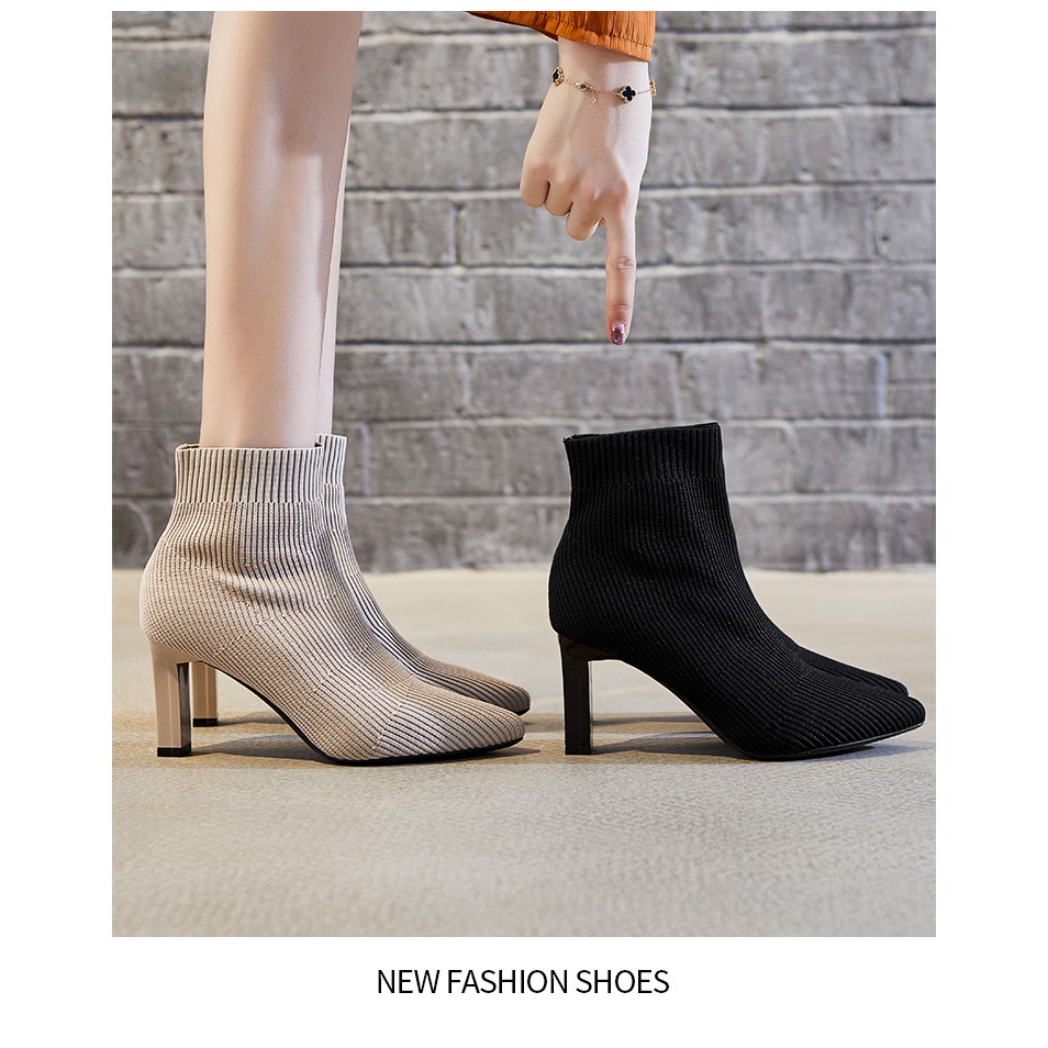 Bốt len cao cổ đế 7,5cm loại đẹp [VIDEO +ẢNH THẬT]sẵn đen 34,36, be 36 | BigBuy360 - bigbuy360.vn