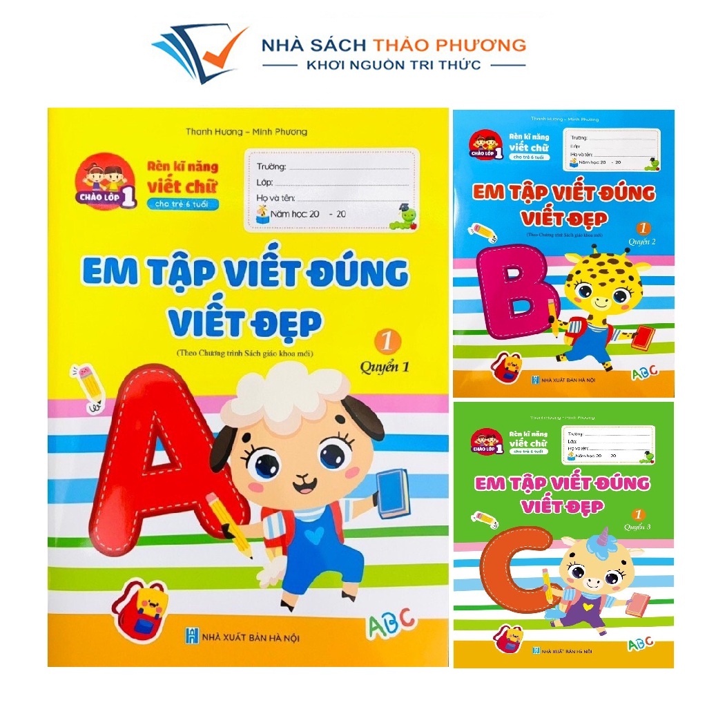 Sách - Rèn kỹ năng viết chữ cho trẻ 6 tuổi - Em tập viết đúng viết đẹp ( Bộ 3 Cuốn )