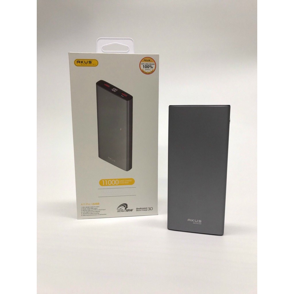 Pin dự phòng AKUS A11 Pro PD 18W 11000mAh chính hãng