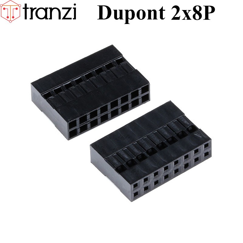 Vỏ header 2.54mm dupont 2x8P 14mm đen - túi 10 cái