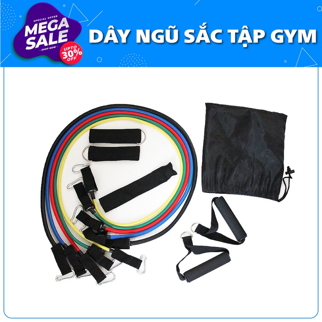 BỘ 5 DÂY NGŨ SẮC TẬP FULL BODY ĐÀN HỒI KHÁNG LỰC 11 MÓN TẬP GYM TẠI NHÀ TIỆN ích [hàng xịn]