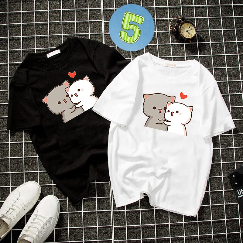 Áo thun unisex form rộng in hình dễ thương vải dày mịn bst23