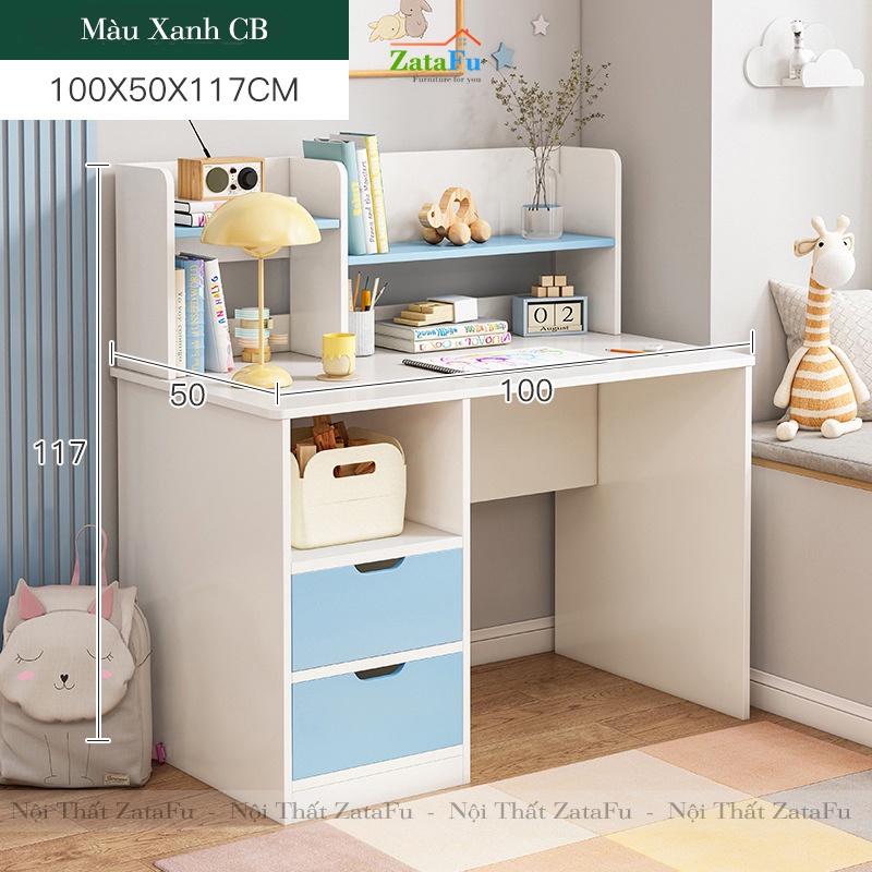 Bạn Học Cho Bé Có Kệ Sách Ván MDF dày 17mm BLV-34 ZataFu