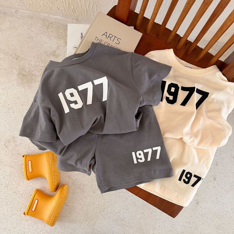 Bộ Áo Thun Cotton Ngắn Tay In Kỹ Thuật Số + Quần Short Thời Trang Mùa Hè Cho Bé