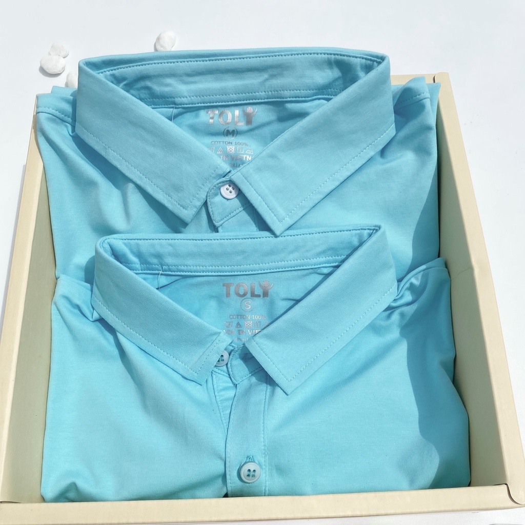 Áo thun nữ Cổ Sơ Mi (Cổ trụ) TOLI, chất cotton 4 chiều mềm mịn, co dãn màu da trời
