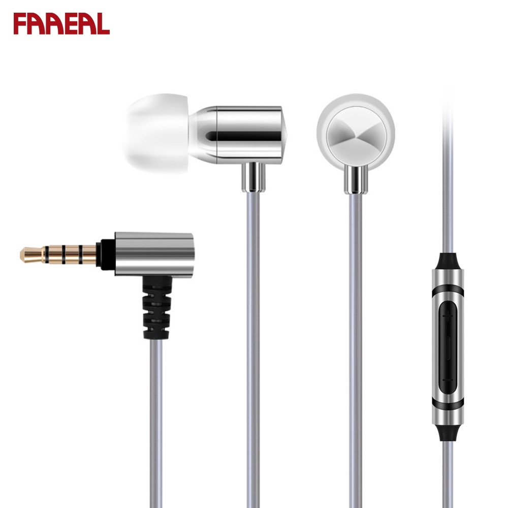FAAEAL Poppy Metal Earphone Stereo Bass Sound HiFi Headsets 3.5mm Wired in-Ear Earphones