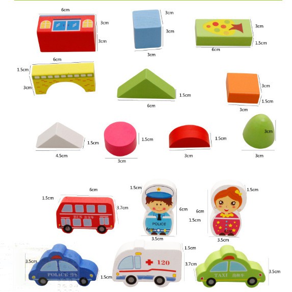 Bộ đồ chơi mô hình thành phố bằng gỗ 100 chi tiết
