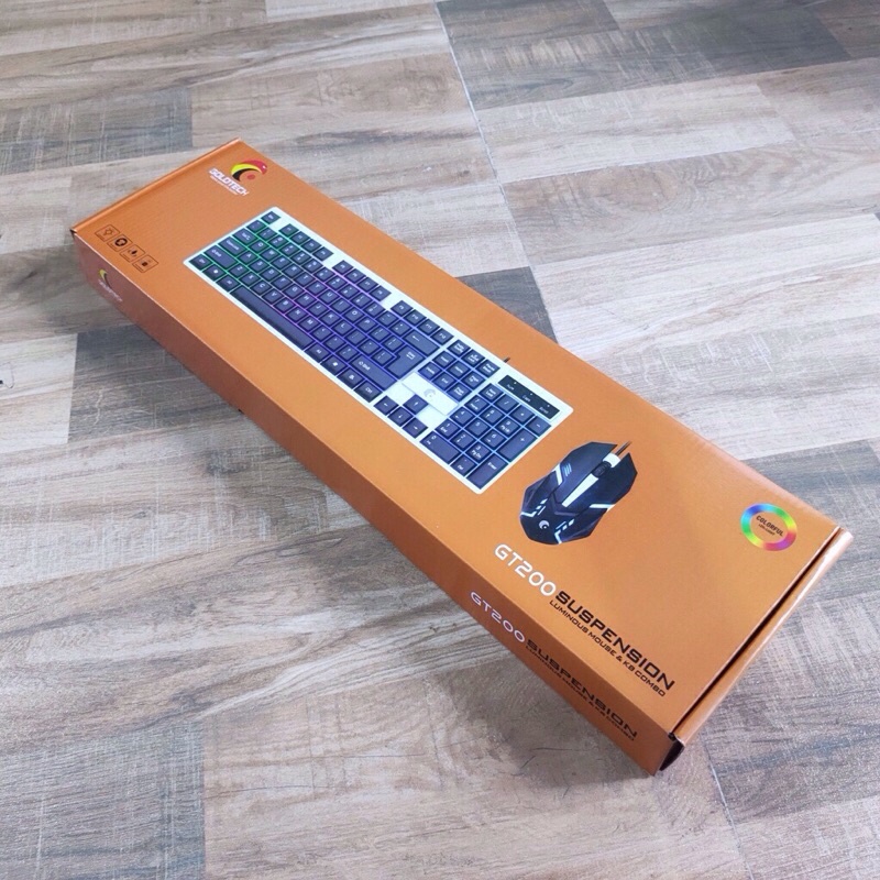 Combo Bộ Phím Chuột Máy Tính Văn Phòng Để Bàn PC Laptop Giả Cơ Goldtech GT200 Có Led RGB Đổi Màu.