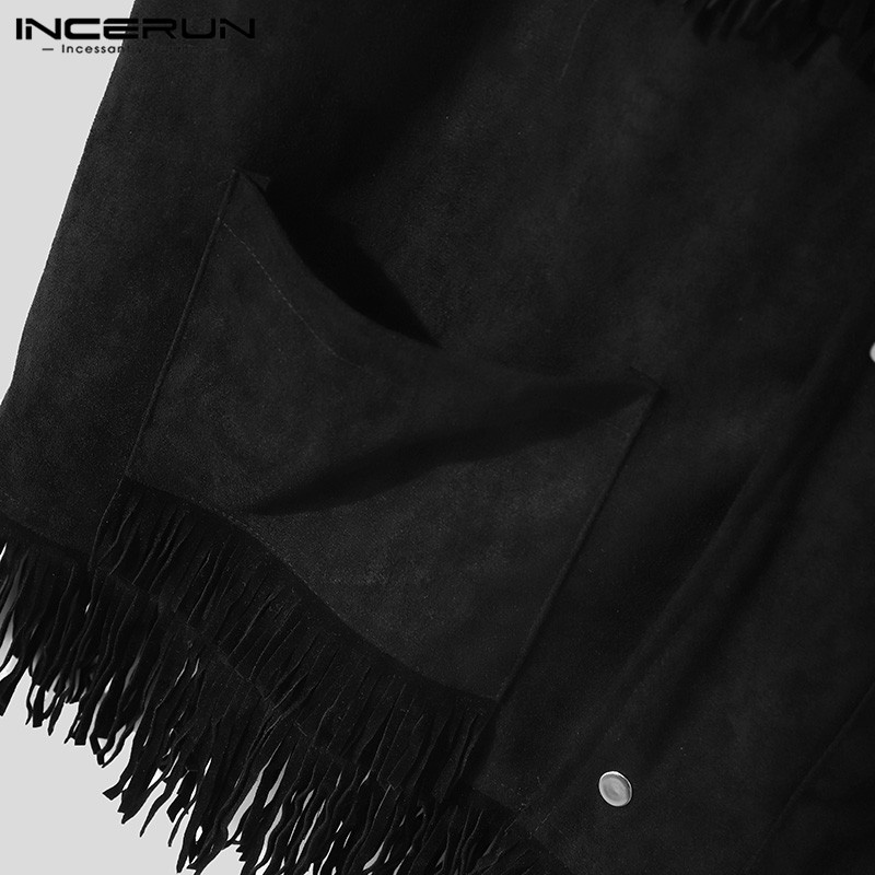 INCERUN Áo Khoác Tua Rua Không Tay Cài Nút Thời Trang Mùa Hè Cho Nam