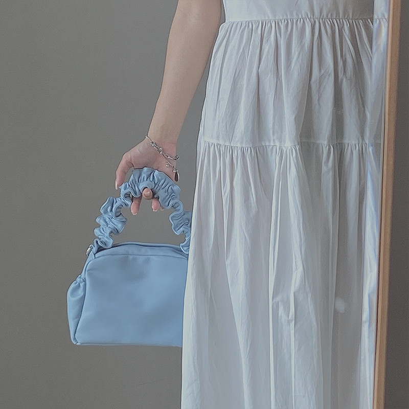 Túi xách tay IELGY bằng da mềm phối họa tiết xếp ly hợp thời trang cho nữ