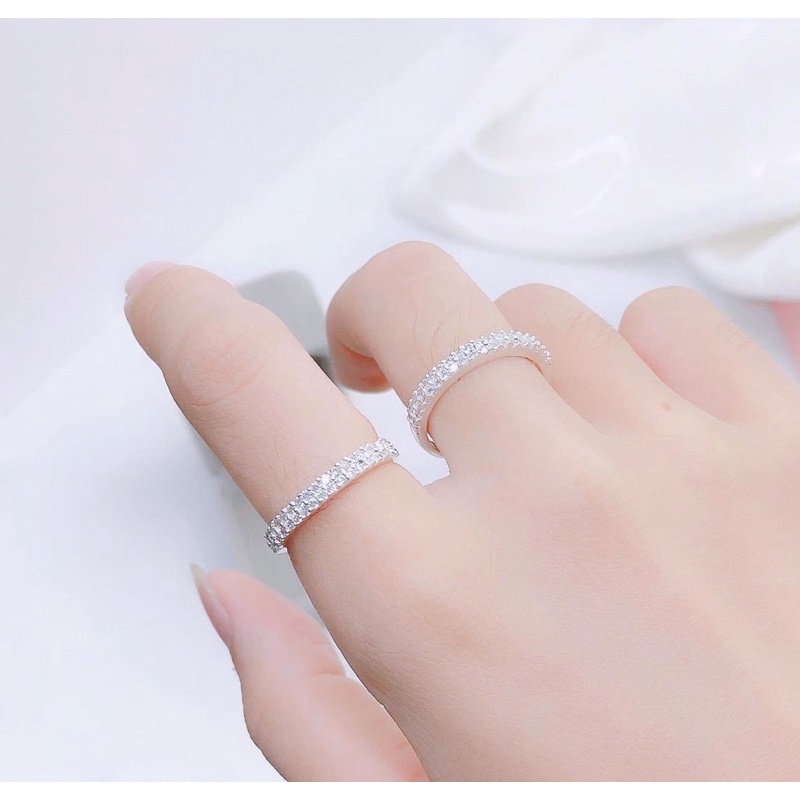 Nhẫn bạc nữ 2 hàng đá Evasilver tinh tế nhẹ nhàng nữ tính