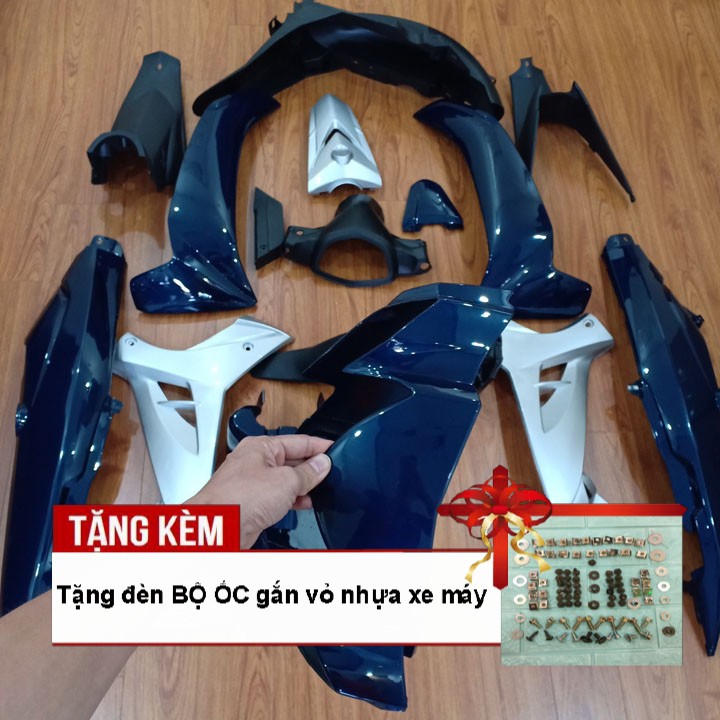 Bộ dàn áo dành cho xe SIRIUS màu Xanh nhớt - phanh CƠ,Tặng kèm bộ ốc theo xe