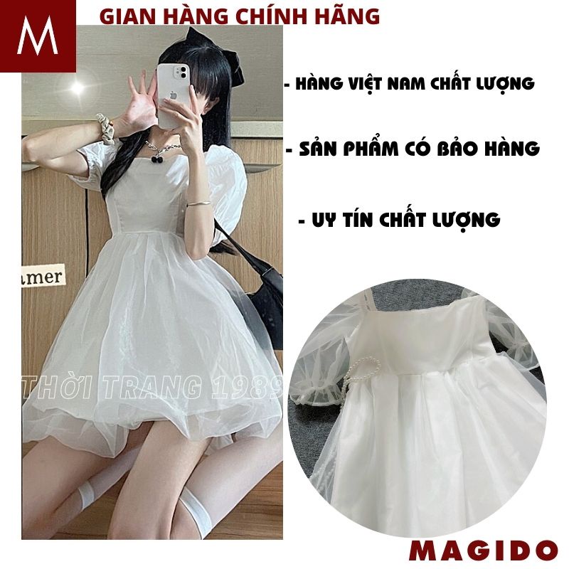 Đần nữ babydoll công chúa bánh bèo voan 2 lớp có mầu đen và trắng kiểu dáng hàn quốc ,váy dực tiệc cực xinh -MAGIDO