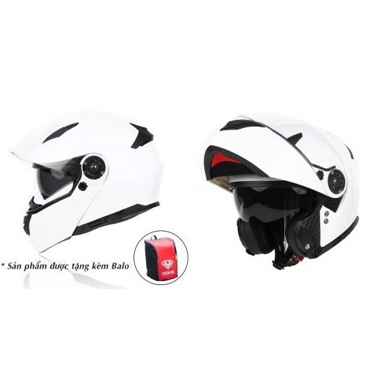 Mũ Bảo Hiểm Full.Face Lật Hàm Yohe 950 White With Lines mũ Phượt - nón bảo hiểm xe Motor.
