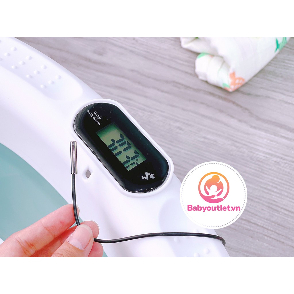 [ CHÍNH HÃNG] CHẬU TẮM GẤP GỌN HOLLA CAO CẤP CÓ NHIỆT KẾ