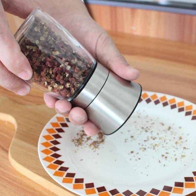 CỐI XAY TIÊU MINI CẦM TAY TIỆN DỤNG - DỤNG CỤ XAY TIÊU TRỰC TIẾP CHAI THỦY TINH TRONG SUỐT
