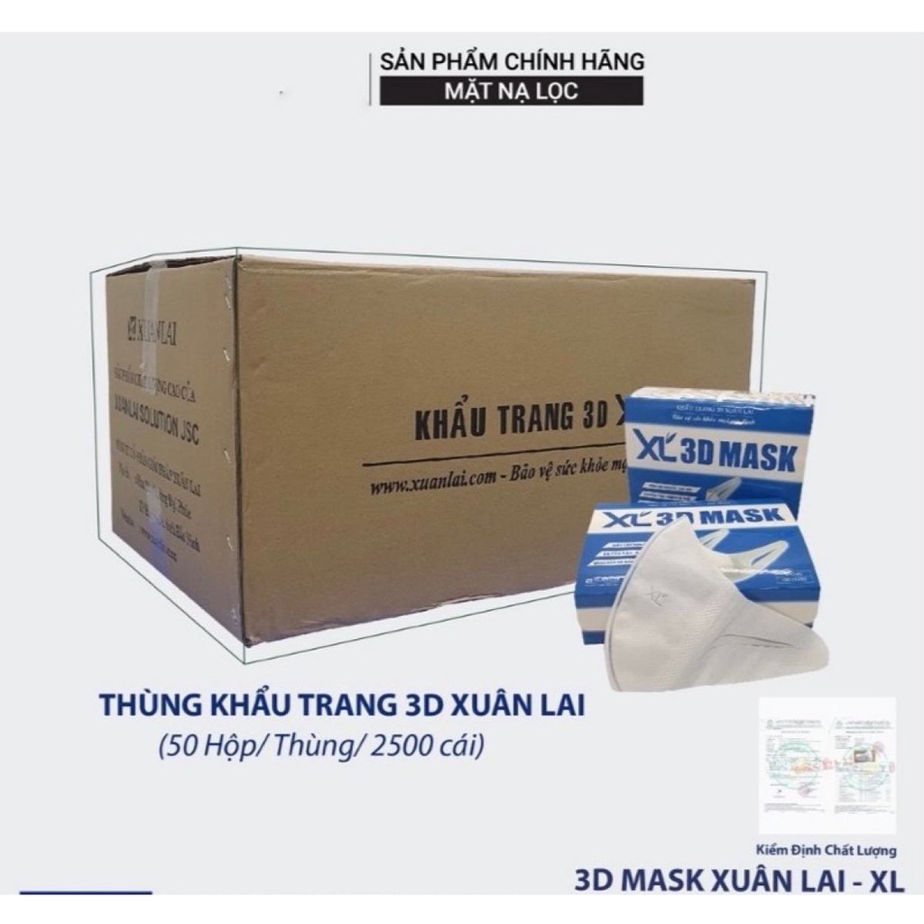 Thùng Khẩu Trang 3D MASK XUÂN LAI công nghệ Nhật Bản 50 hộp/ hộp 50 cái .