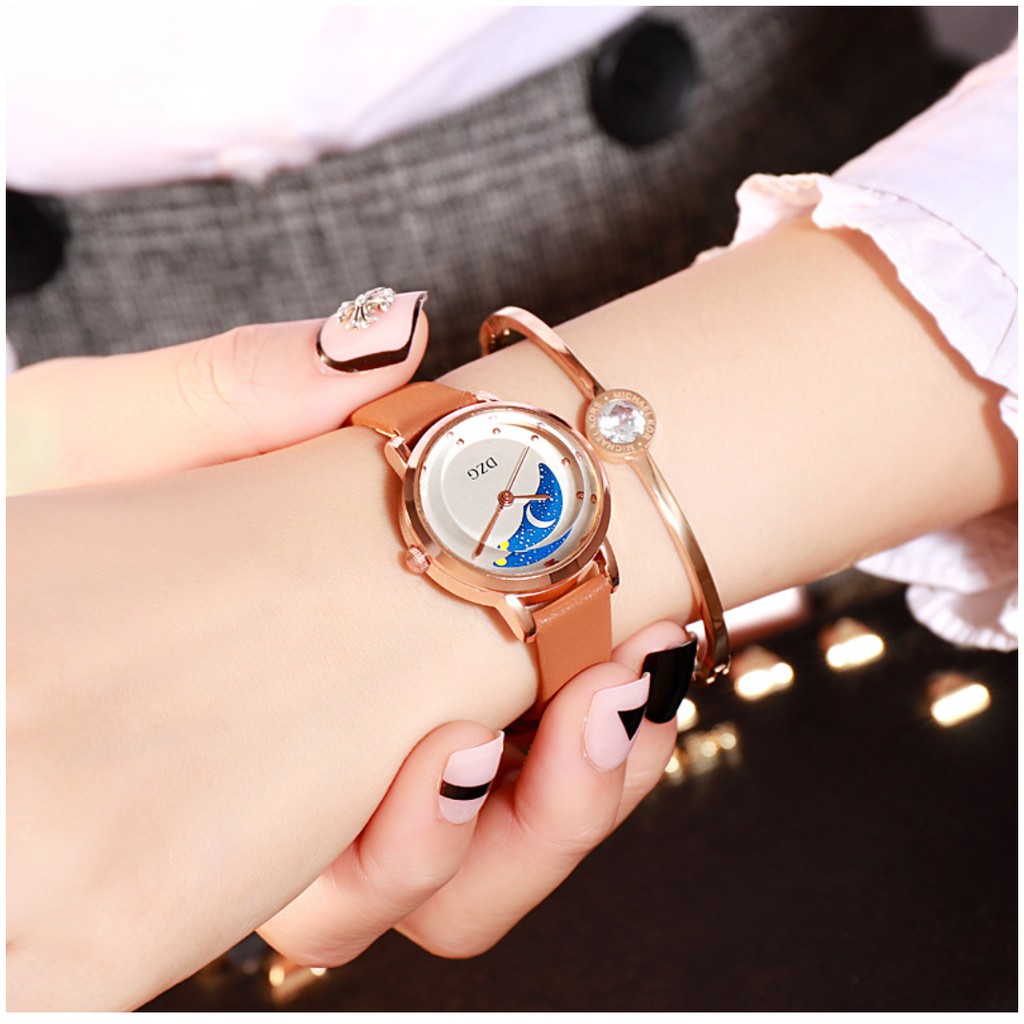 [Mã FAMARAL2 giảm 10K đơn 50K] [CỰC ĐẸP] ĐỒNG HỒ NỮ DÂY DA DZG MÂY XANH D266 PHONG CÁCH HÀN QUỐC | BigBuy360 - bigbuy360.vn