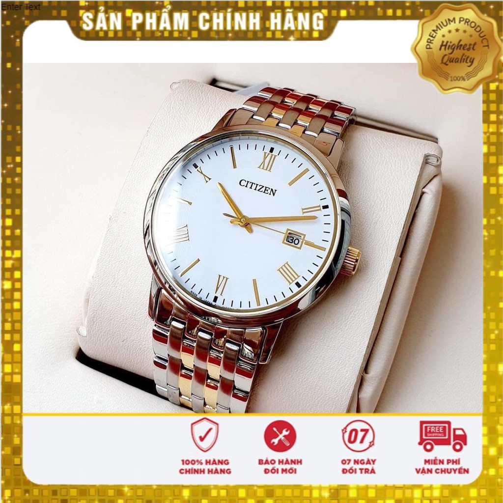 Đồng hồ Nam, đồng hồ Citizen Ecodrive BM6674-51C, dây kim loại mạ vàng PVD, kính sapphire, sử dụng năng lượng ánh sáng