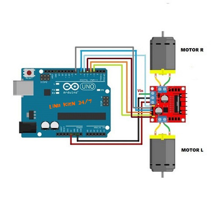 Bộ Xe Robot Thông Minh Tránh Vật Cản Arduino Uno-Shield L298