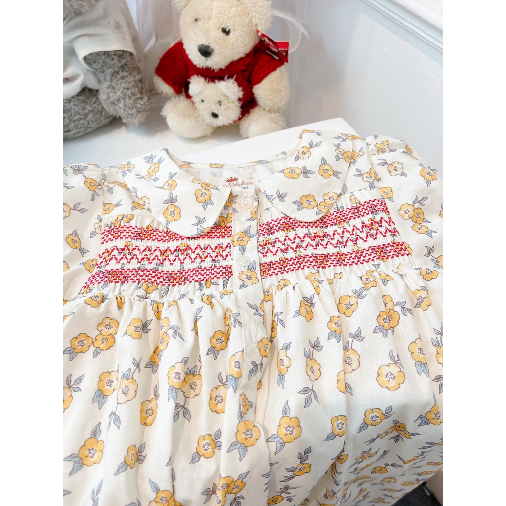Đầm smock ngực hoa nhí vàng dễ thương cho bé gái