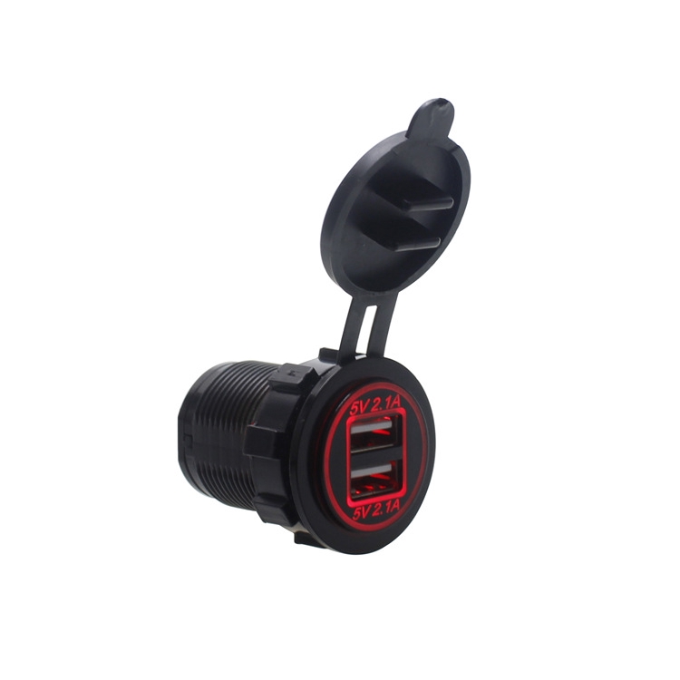 Củ Sạc Điện Thoại Hai Cổng Usb Tiện Dụng Cho Xe Hơi / Xe Máy