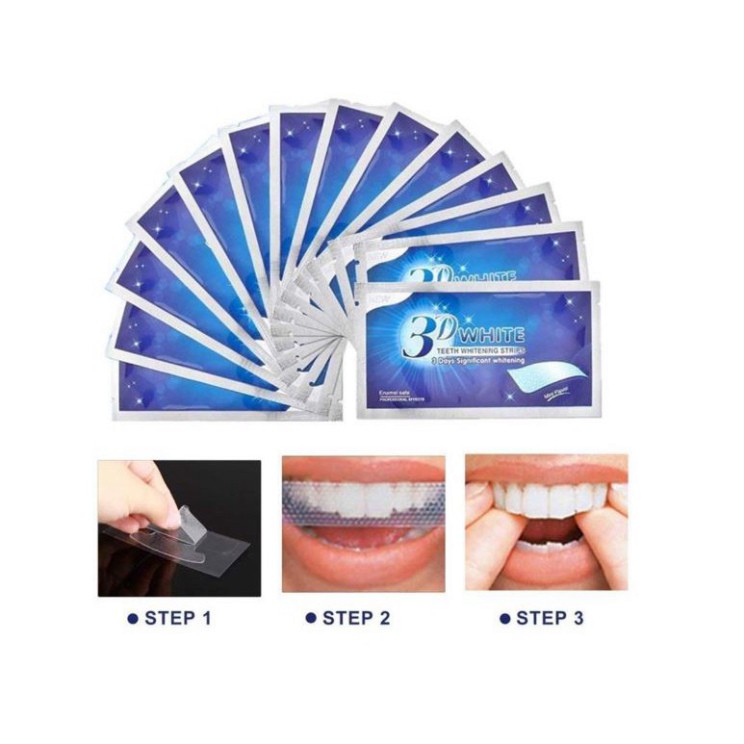 Hộp 7 gói miếng dán trắng răng 3D WHITE Teeth Whitening strips giúp nụ cười tỏa sáng