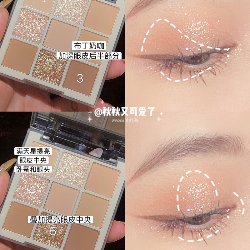 [Hàng mới về] Bảng phấn mắt DIKALU tông trà sữa màu lì và ánh ngọc trai trang điểm làm đẹp