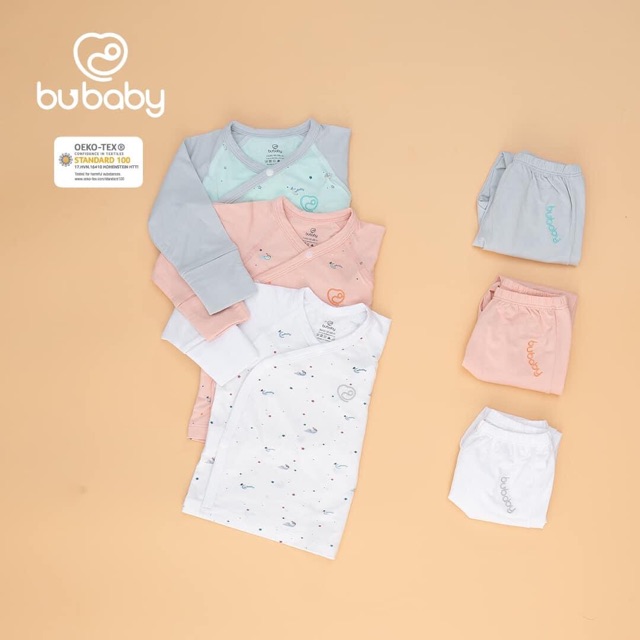 Bu sơ sinh newborn bamboo Bộ lcài chéo bộ cài thẳng Body Bu hoạ tiết trăng sao thu đông 2020 mẫu mới
