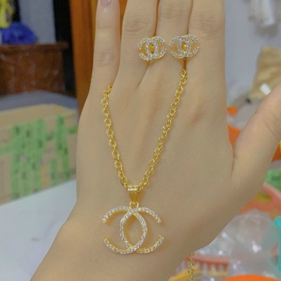 Set Dây Chuyền Và Bông Tai Chữ X Nhỏ Nhắn - Trang Sức Nữ Đẹp Giá Rẻ - Queen Jewelry