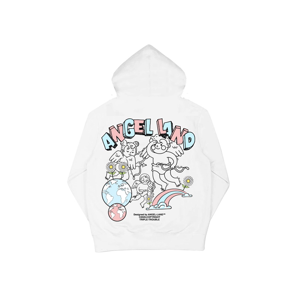 Áo hoodie Angel-Land Triple Trouple-white chính hãng