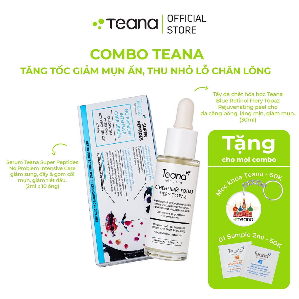 Combo Teana tăng tốc giảm mụn ẩn, thu nhỏ lỗ chân lông