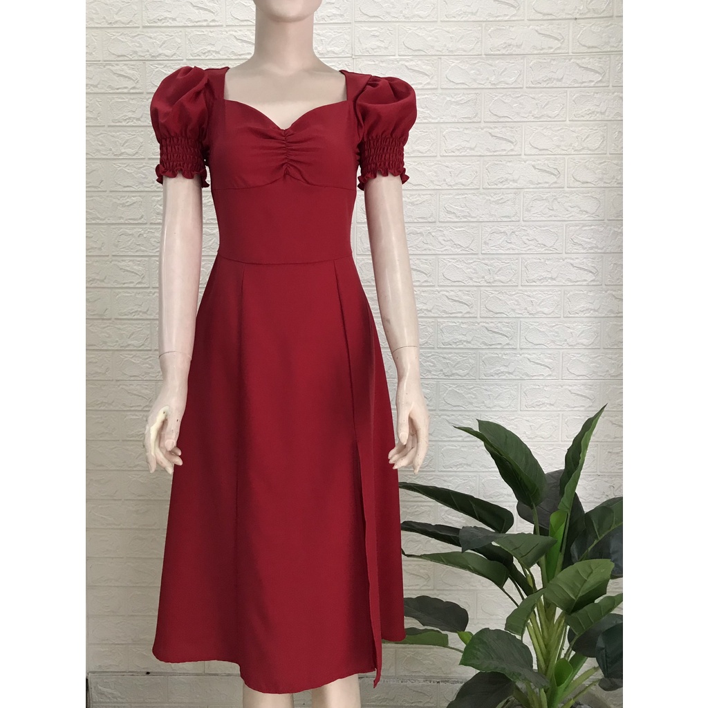 Đầm Maxi Đi Biển ❤️FREESHIP❤️ Dáng Dài Xẻ Tà Tay Ngắn Bo Thun Nhún Ngực