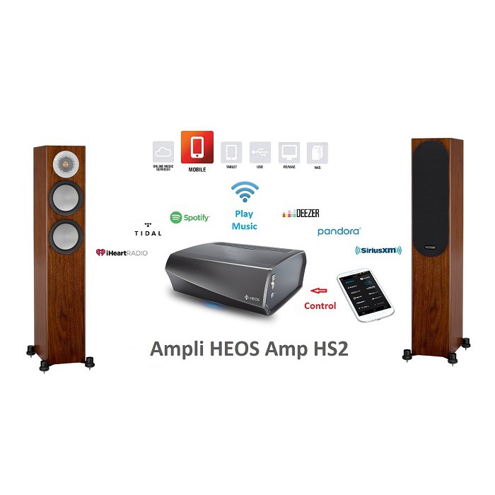 Âm ly Denon HeosAmp HS2,tích hợp giải mã DAC 24bit, music sever. ( Hàng chính hãng sx Việt Nam)