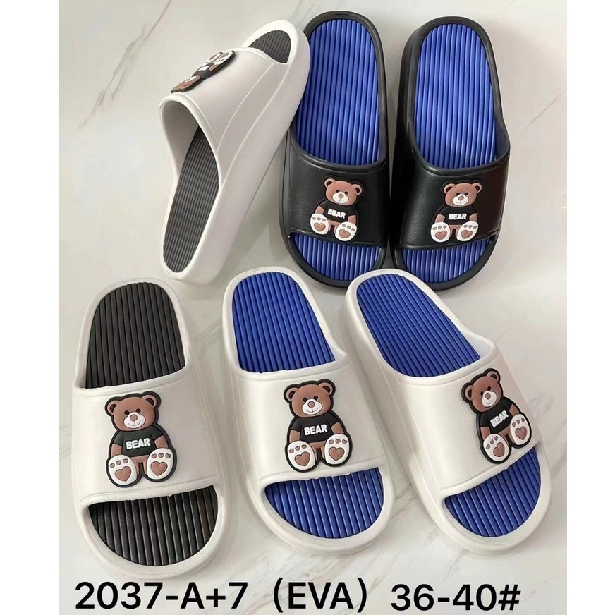 Dép đế bánh mì hình gấu, dép quai ngang nam nữ siêu hot