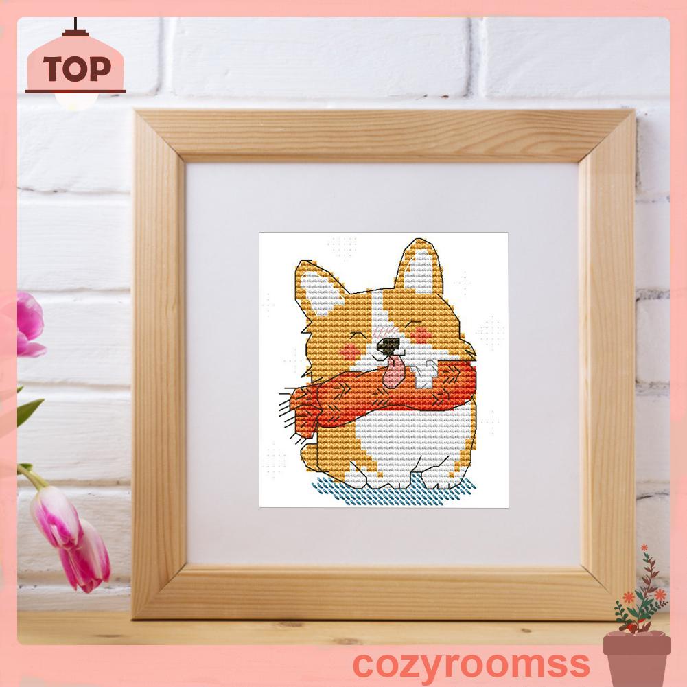 Tranh Thêu Trang Trí Thủ Công 14CT Hình Chú Chó Cười Cười (Mũi Thêu Hình X)