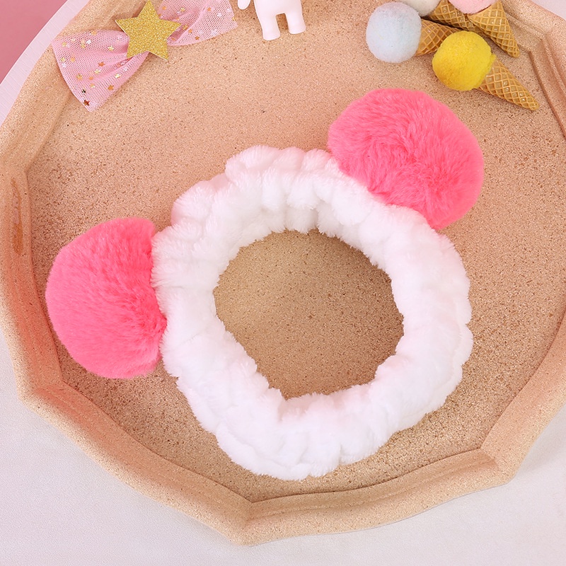Băng đô bờm tóc tai gấu trúc, cài tóc turban chất vải nhung mềm mịn co giản thoải mái