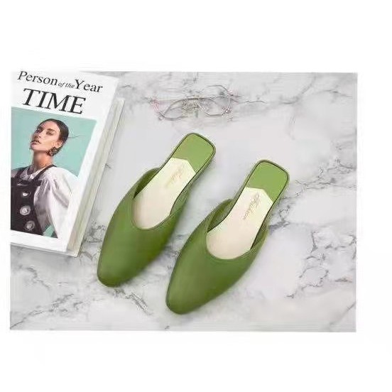 Summer Closed Toe Half Slippers Lazy Pointed-Toe Fashion Outdoor Women's Slippers Internet Hot Shoes All-Matching Women'