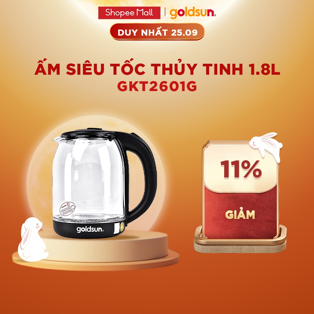 Ấm siêu tốc thủy tinh Goldsun GKT2601G Hàng chính hãng Bảo hành 12 tháng