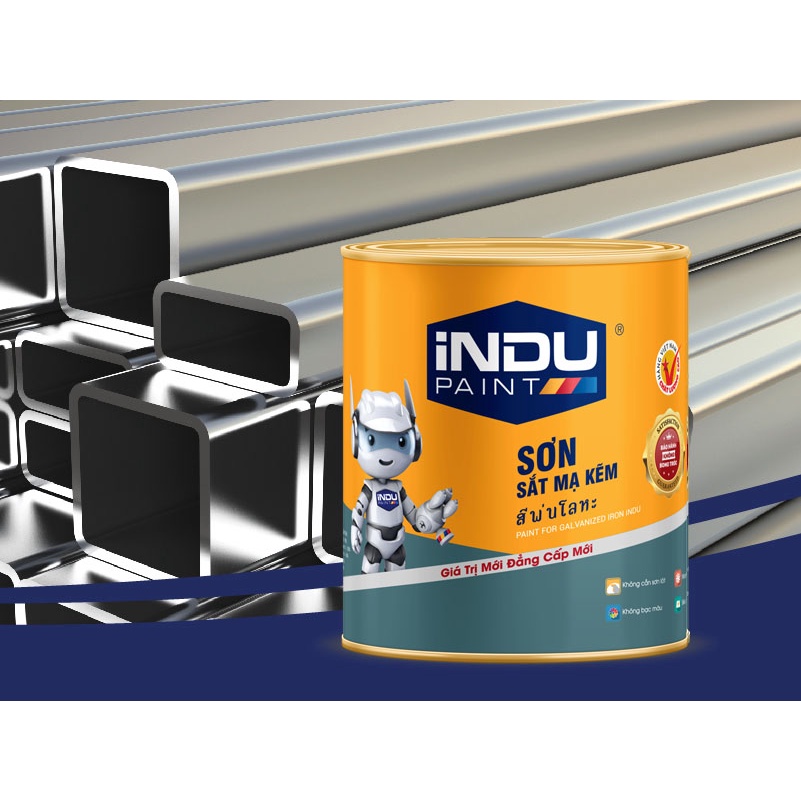 Sơn sắt mạ kẽm iNDU Robot 800ml- Hàng chính hãng