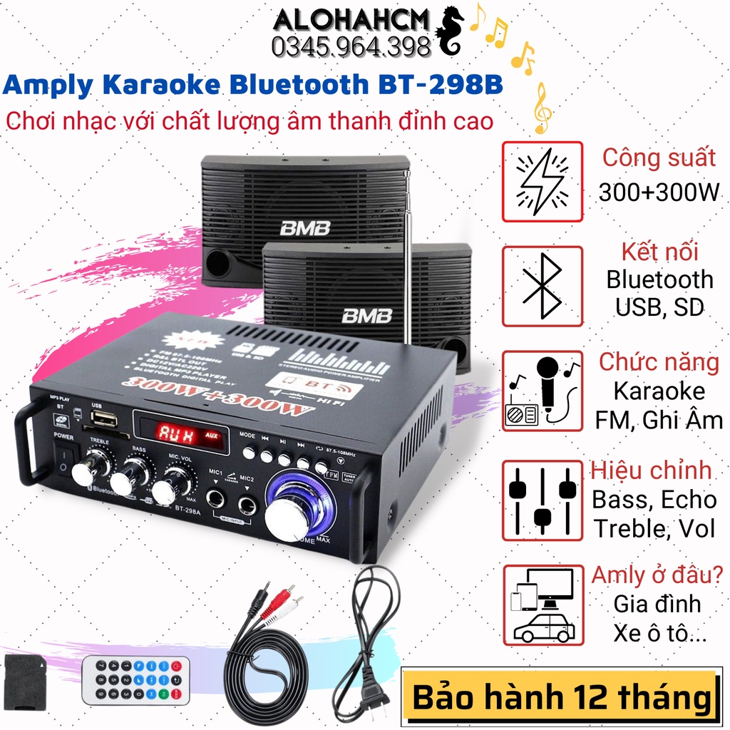 Amply Karaoke, Ampli Mini Bluetooth BT-298A Cao Cấp, Âm ly Công Suất Lớn Đa Chức Năng, Chơi Nhạc Chất Lượng Đỉnh Cao