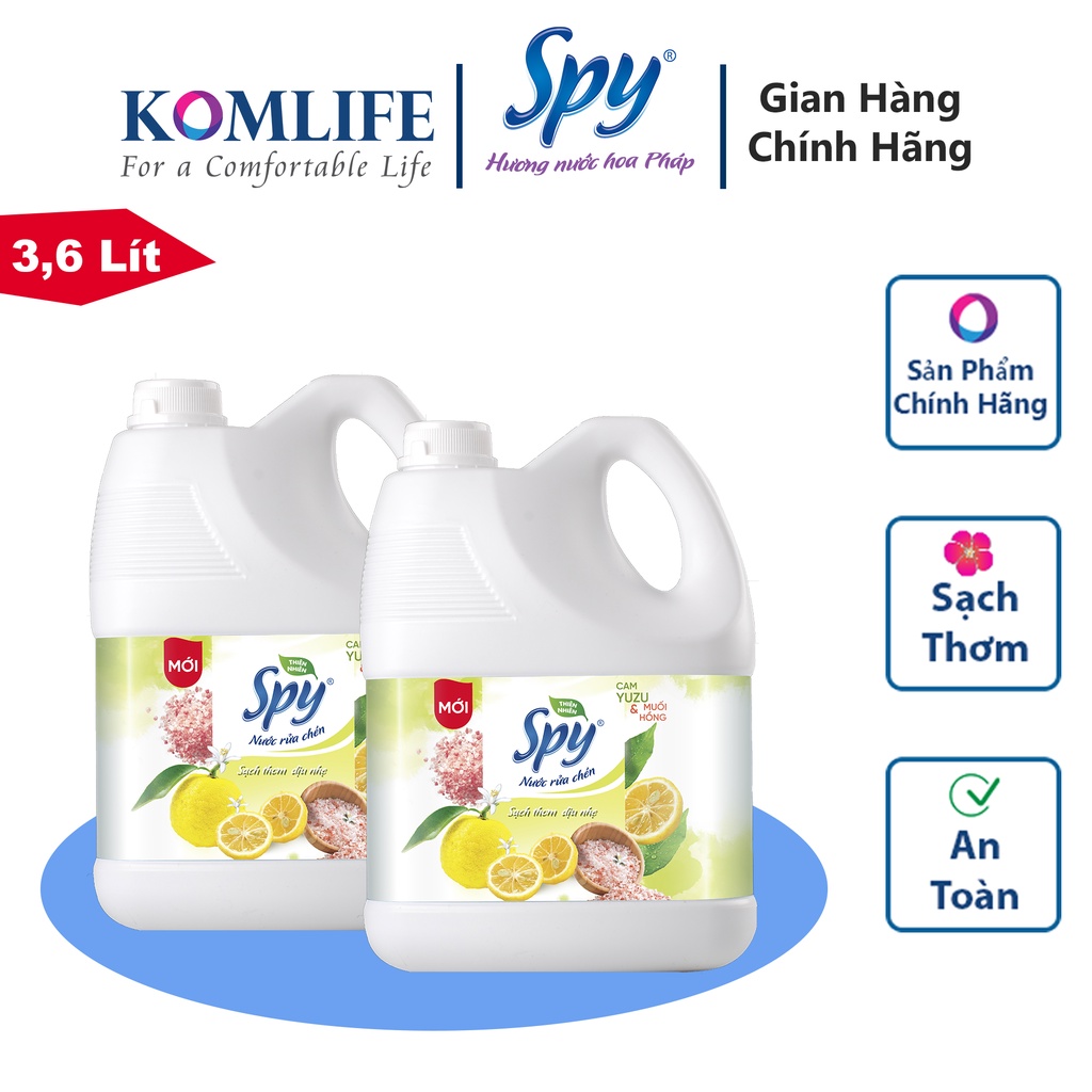 Nước rửa chén bát SPY 3600ml thiên nhiên hương Quế, Gừng Sả