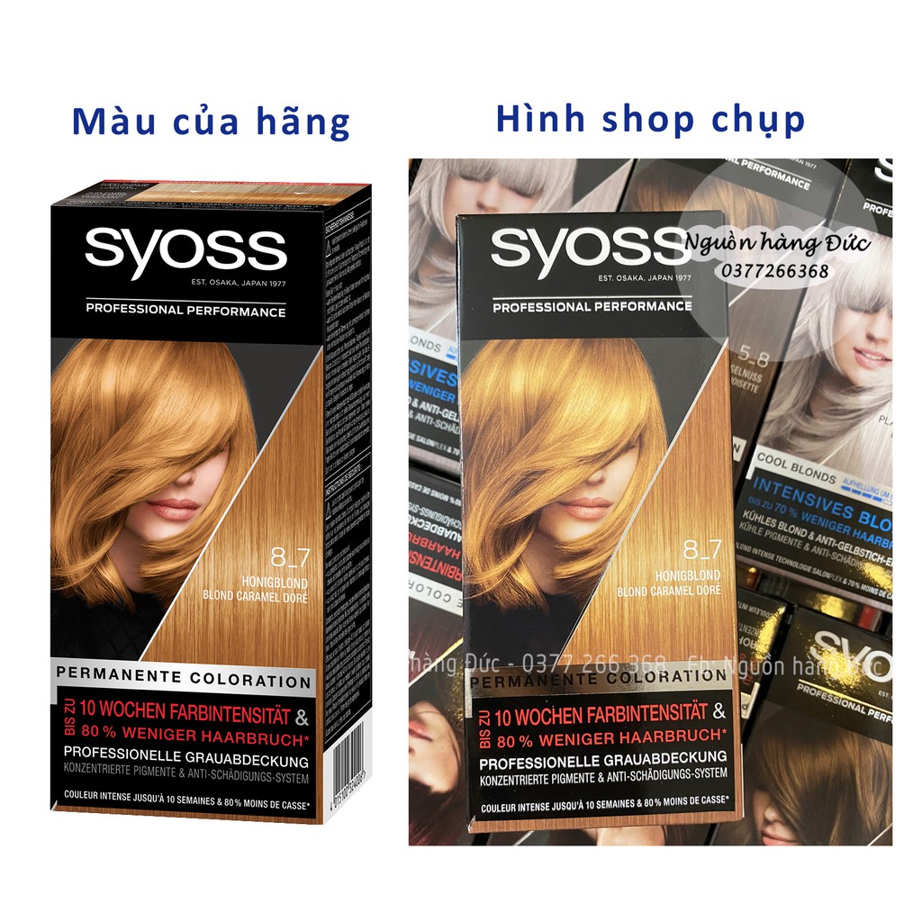 Thuốc nhuộm tóc Syoss Đức màu vàng mật ong 8-7 - Nội địa Đức- Nguồn hàng Đức