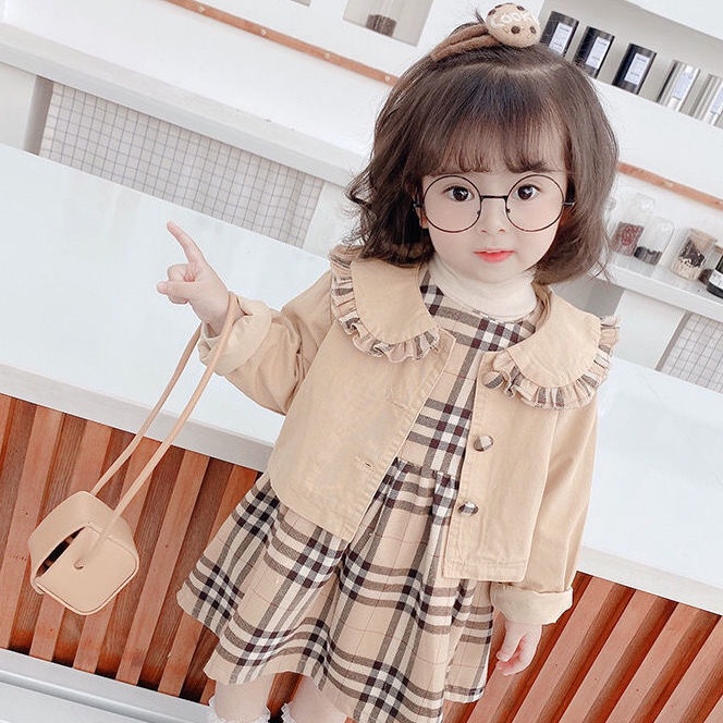 Bộ đầm hai mảnh mùa thu 2021 cho bé gái 2021 ưa chuộng hàng nước ngoài