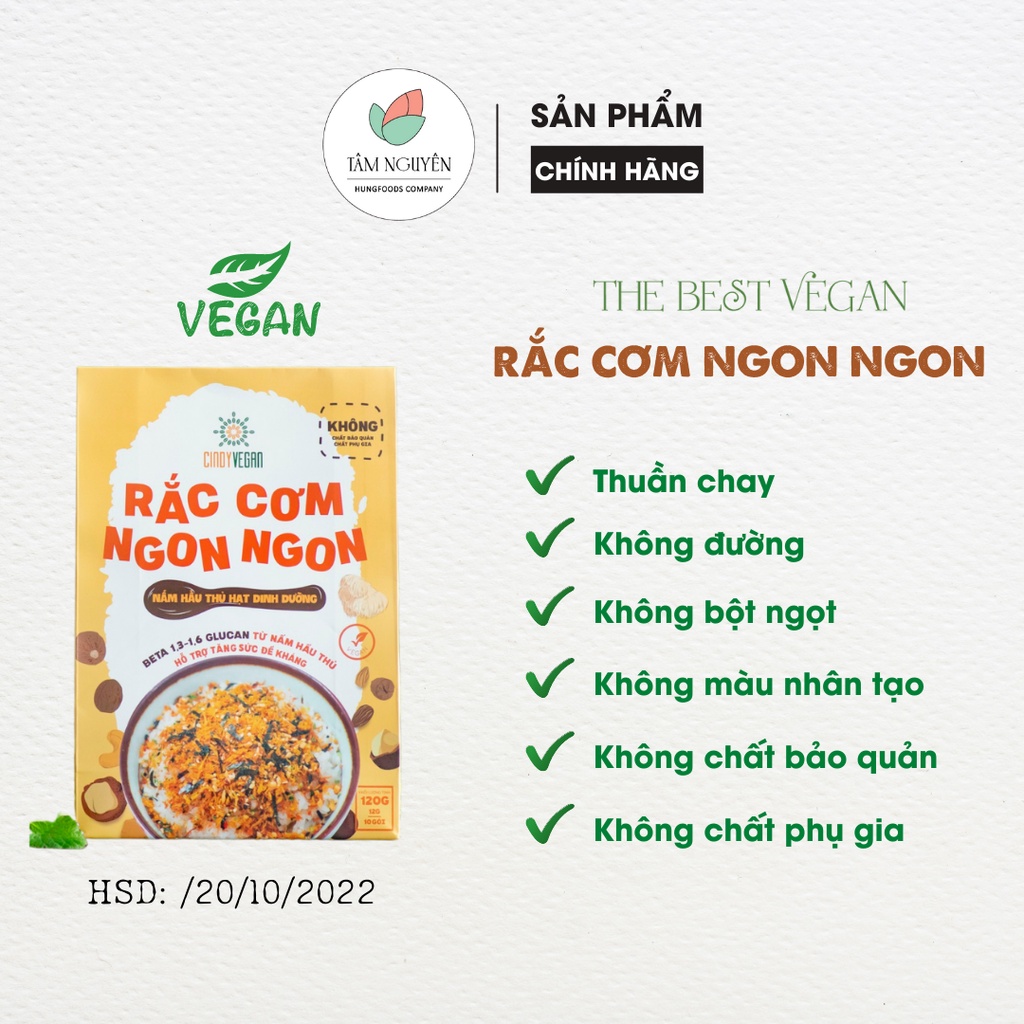Rắc cơm ngon ngon CINDY VEGAN NẤM HẦU THỦ HẠT DINH DƯỠNG ( Thuần chay, dinh dưỡng cho bé)